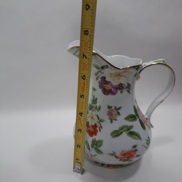 Royal Danube Flower Floral Pitcher Cabbage Roses Gold Trim Porcelain Vintage - Picture 8 of 16